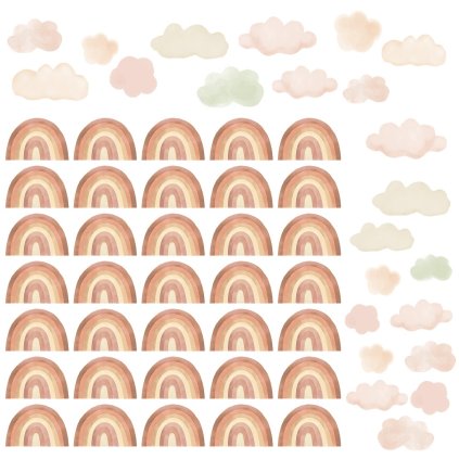 PASTELOWE LOVE Samolepky na zeď Mini Rainbow Beige