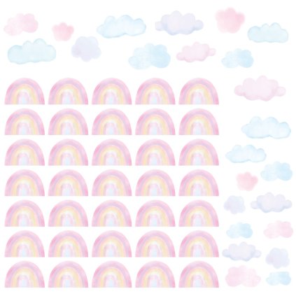 PASTELOWE LOVE Samolepky na zeď Mini Rainbow Pink