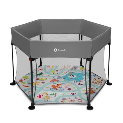 LIONELO Hrací ohrádka Roel Grey Multicolor