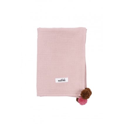 MALOMI KIDS Swaddle Muslin Pompon Dusty Pink