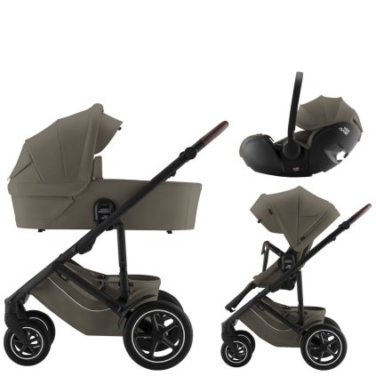 BRITAX Set kočárek Smile 5Z + hluboká korba + Autosedačka Baby-Safe Pro Lux Urban Olive