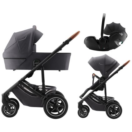 BRITAX Set kočárek Smile 5Z + hluboká korba + Autosedačka Baby-Safe Pro Midnight Grey