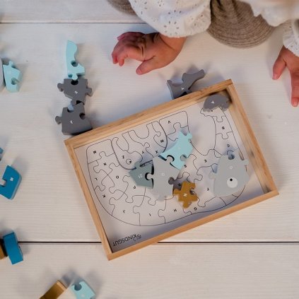 KINDSGUT Dřevěné puzzle s čísly Slon