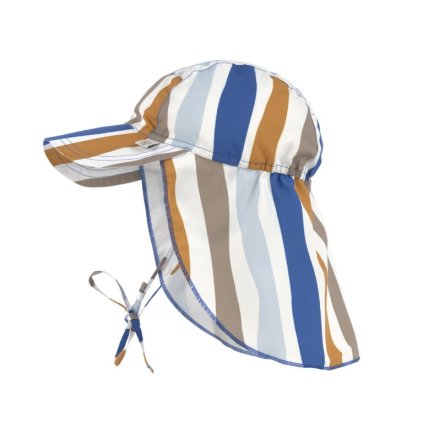 LÄSSIG Sun Protection Flap Hat Waves Blue/Nature