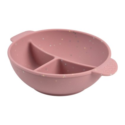 CANPOL BABIES Silikonová dělená miska s přísavkou Dots Růžová 360 ml