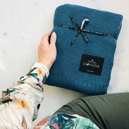 LULLALOVE Velká bambusová dečka Petrolejová