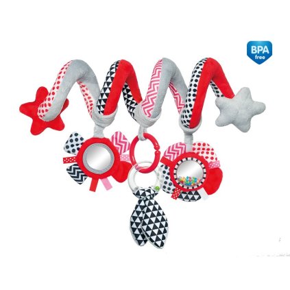 CANPOL BABIES Plyšová spirála do kočárku Zig Zag červená