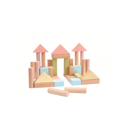 PLAN TOYS Stavební kostky 40 ks pastelové