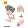Stokke Set Tripp Trapp Židlička + Baby set + Newborn set Serene Pink/Anthracite + deka Chrystal Pink