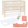 NANNA Postýlka Emma 120 x 60 cm White/Natural + doplňky Coral Pink