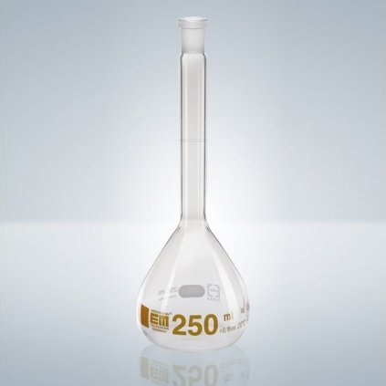 Odměrná baňka s PE uzávěrem a zábrusem, čiré sklo, hnědý potisk, třída A (Varianta NZ-7/16, Objem 5 ml)