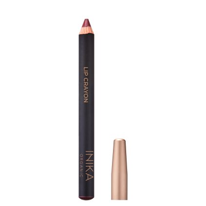 Lip Crayon Deep Plum front lid off by Inika Organic