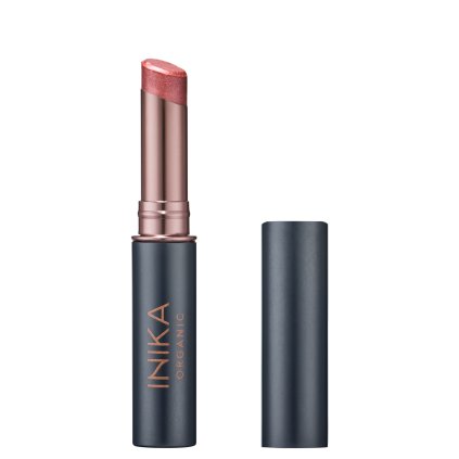 Tinted Lip Balm Rose front lid off lid on by Inika Organic