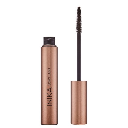Long Lash Mascara black front lid off by Inika Organic