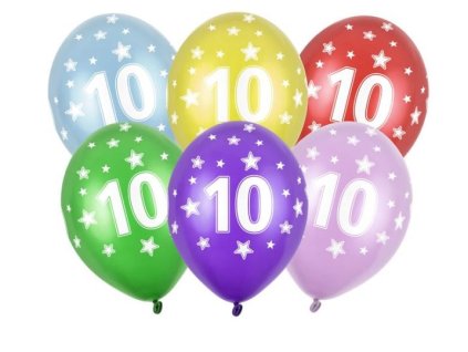 Silné Balónky 30cm metalické mix - narozeniny - Birthday No.10