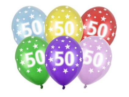 Silné Balónky 30cm metalické mix - narozeniny - Birthday No.50