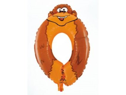 Balón foliový Opice 35 cm - číslice 0 (NELZE PLNIT HELIEM) - safari