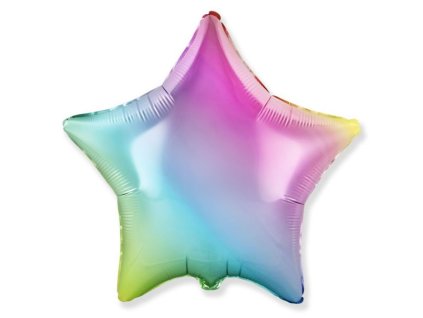 Balónek foliový 45 cm hvězda DUHOVÁ - RAINBOW
