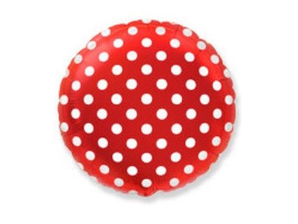 Balón foliový  Kulatý  červený s bílými puntíky 45 cm