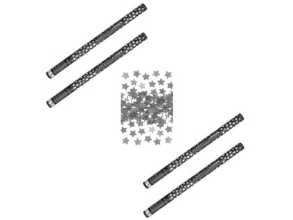 SADA Konfety 80 cm  STŘÍBRNÉ hvězdičky 4 ks - Silvestr