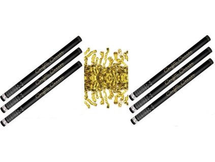 SADA Konfety 80cm - 6ks ZLATÉ STUŽKY - HOBLINKY METALICKÉ - Silvestr