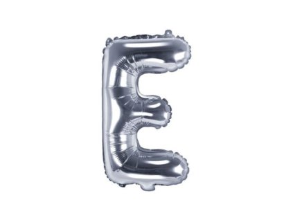 Balón foliový písmeno "E", 35cm, STŘÍBRNÝ (NELZE PLNIT HELIEM)