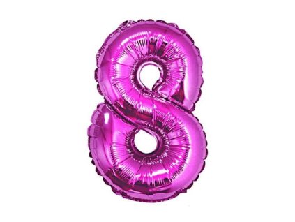 Balón foliový číslice RŮŽOVÁ 35 cm - 8 ( NELZE PLNIT HELIEM )
