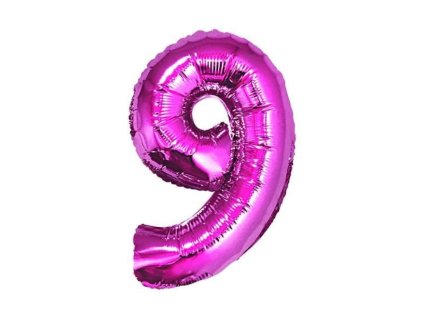 Balón foliový číslice RŮŽOVÁ 35 cm - 9 ( NELZE PLNIT HELIEM )