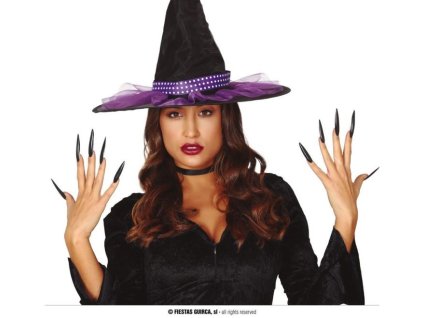 Nehty čarodějnice černé - Halloween - 10 ks