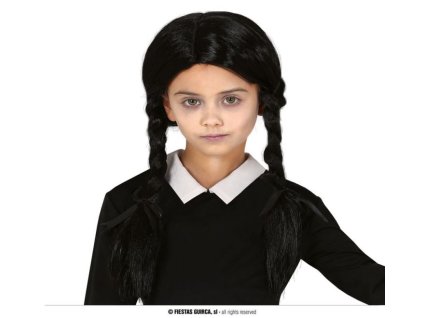 Černá paruka s copánky - Wednesday - Addamsova rodina - Halloween