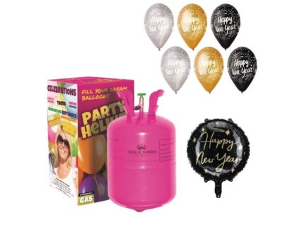 Helium a sada balónků - mix Happy New Year -7 ks - Silvestr