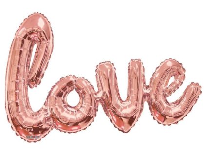 Balónek foliový LOVE - Valentýn / Svatba - rose gold - růžovo zlatý - 91 cm