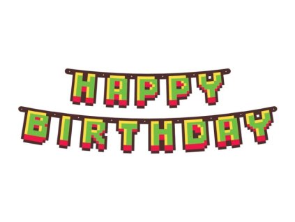 Girlanda - Happy Birthday - narozeniny - Minecraft - 160cm