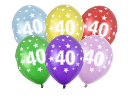 Silné Balónky 30cm metalické mix - narozeniny - Birthday No.40