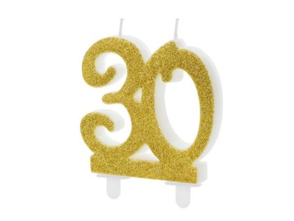 Narozeninová svíčka 30, ZLATÁ - 7,5 cm
