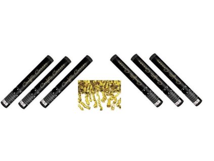 SADA Konfety 40cm - ZLATÉ STUŽKY - HOBLINKY - METALICKÉ - Silvestr - 6 ks
