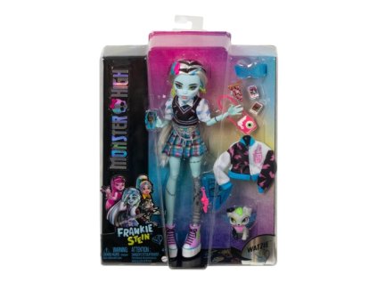 Mattel - Panenka Monster High Frankie Stein s modrými a černými pruhovanými vlasy
