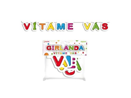 Girlanda papírová - VÍTÁME VÁS - 128 cm