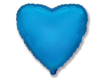 Balón foliový 45 cm  Srdce modré - Valentýn / Svatba