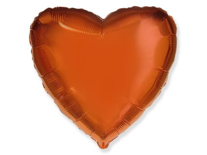 Balón foliový 45 cm  Srdce oranžové - Valentýn / Svatba