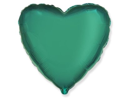 Balón foliový 45 cm  Srdce zelené TYRKYSOVÉ - Valentýn / Svatba