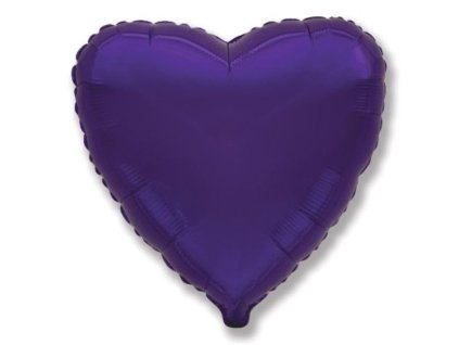 Balón foliový 45 cm  Srdce fialové - Valentýn / Svatba