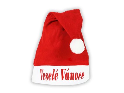 Čepice vánoční Santa Claus - s nápisem Veselé Vánoce