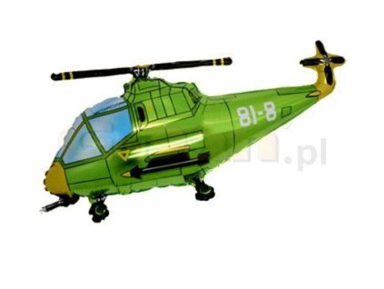 Balón foliový Helikoptéra - vrtulník - zelená  60 cm