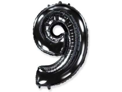Balón foliový číslice ČERNÁ - BLACK 102 cm - 9
