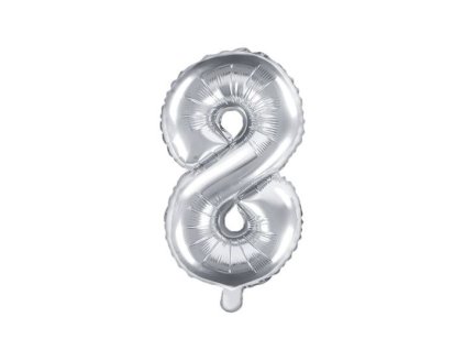 Balón foliový číslice STŘÍBRNÁ 35 cm - 8 ( NELZE PLNIT HELIEM )