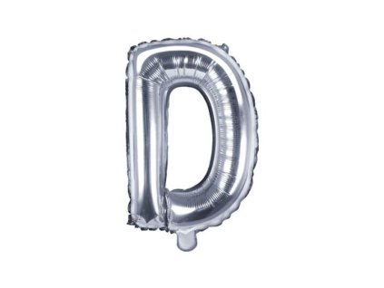 Balón foliový písmeno "D", 35cm, STŘÍBRNÝ (NELZE PLNIT HELIEM)