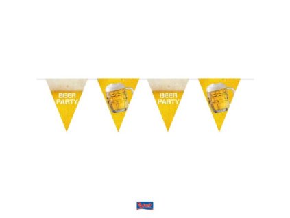 Girlanda vlajky Beer Party 600 cm - Oktoberfest / Pivo