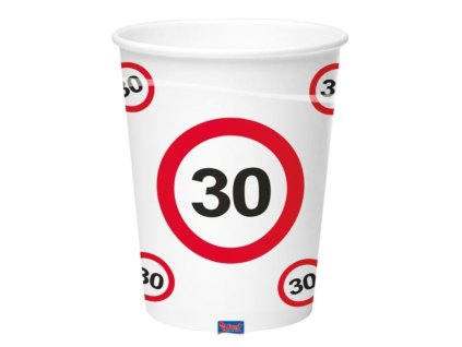 Kelímky dopravní značka 30 let , 350ml 8ks/bal.