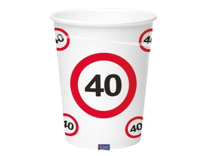 Kelímky dopravní značka 40 let , 350ml 8ks/bal.